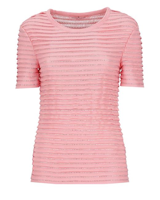 Ermanno Scervino Pink T-Shirt With Strass