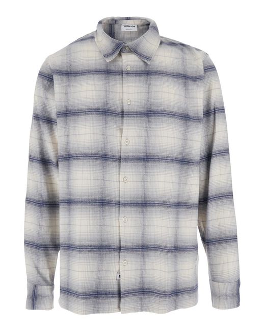 Won Hundred Gray Shirt With Classic Collar And All-Over Check Motif for men