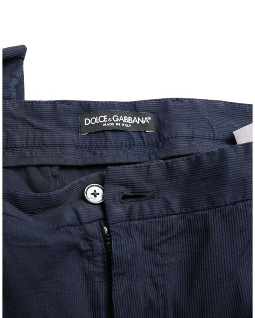 Dolce & Gabbana Dark Blue Cotton Stretch Slim Fit Dress Pants for men