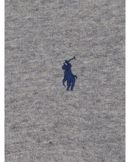 Polo Ralph Lauren Gray Polo-Collar Sweatshirt Cotton Blend Sweatshirts