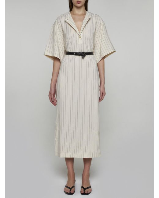 Totême  White Pinstriped Viscose-blend Tunic Dress