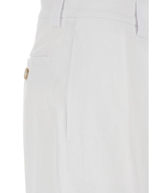 Le Plain White Bermuda With Front Pleates