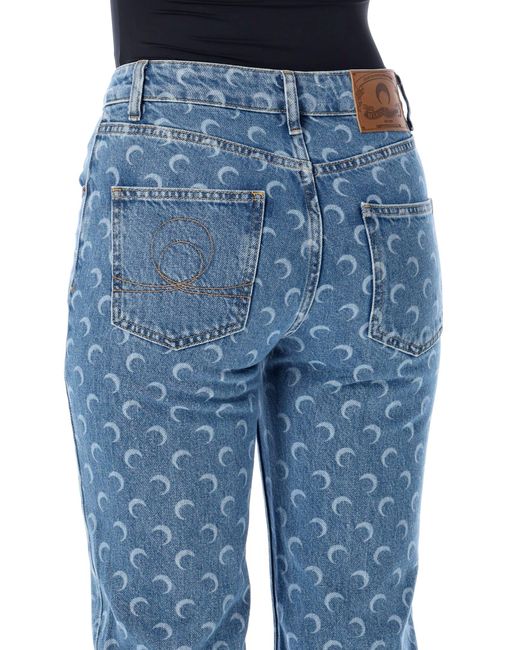 MARINE SERRE Moon Laser Blue Wash Straight Denim Jeans