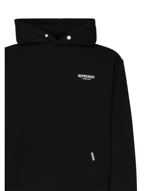 Represent Black Cotton Logo Sweatshirt for men