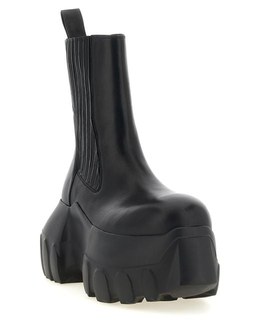 Rick Owens Black Ramie Ankle Boots