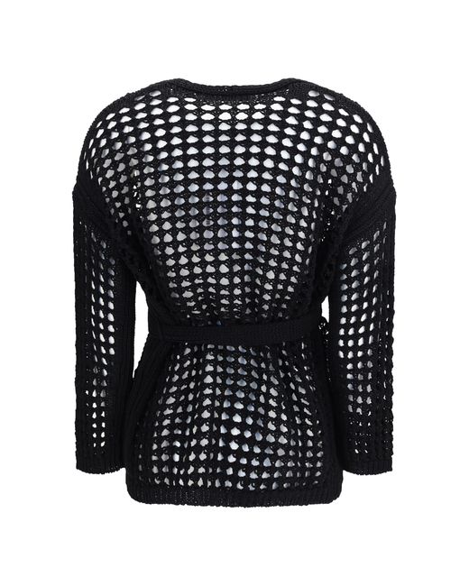 Max Mara Pure Black Knitted Cardigan Cotton