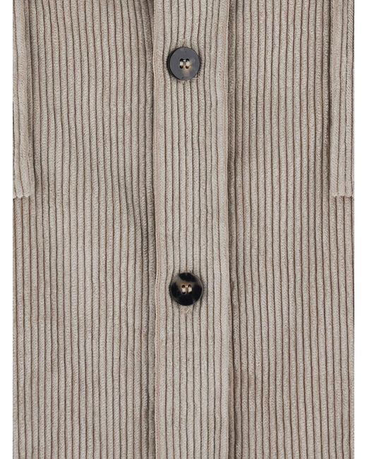 Le Plain Gray Corduroy Shirt Blouses
