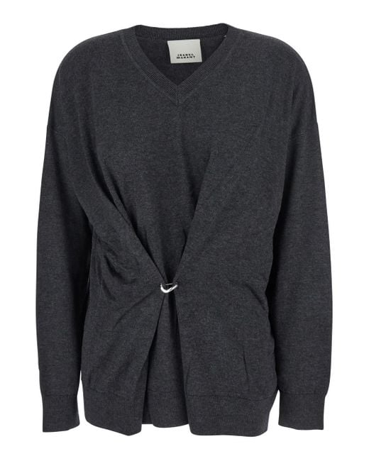 Isabel Marant Black V-Neck Sweater With Ring Detail