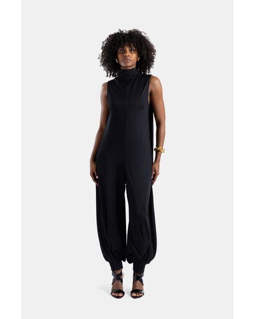 Maison AlaïA Black Draped High-Neck Jumpsuit Jumpsuits