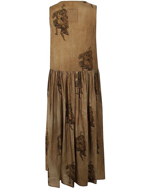 Uma Wang Natural Printed Sleeveless Ardal Dress