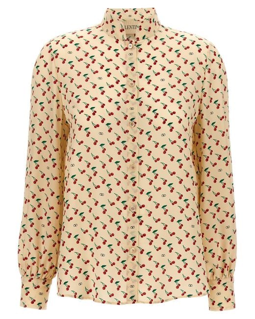Valentino Garavani Natural Cherryfic Shirt Silk Shirt, Blouse