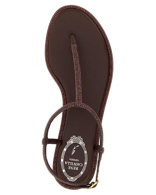 Rene Caovilla Brown Viscose Flat Sandals