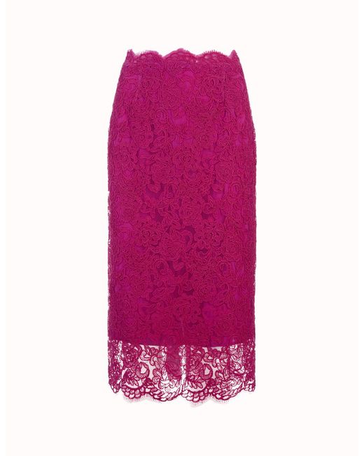 Ermanno Scervino Pink Fuchsia Lace Longuette Skirt