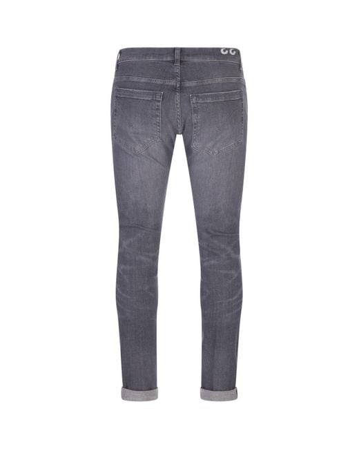 Dondup Blue George Skinny Fit Jeans In Grey Stretch Denim for men