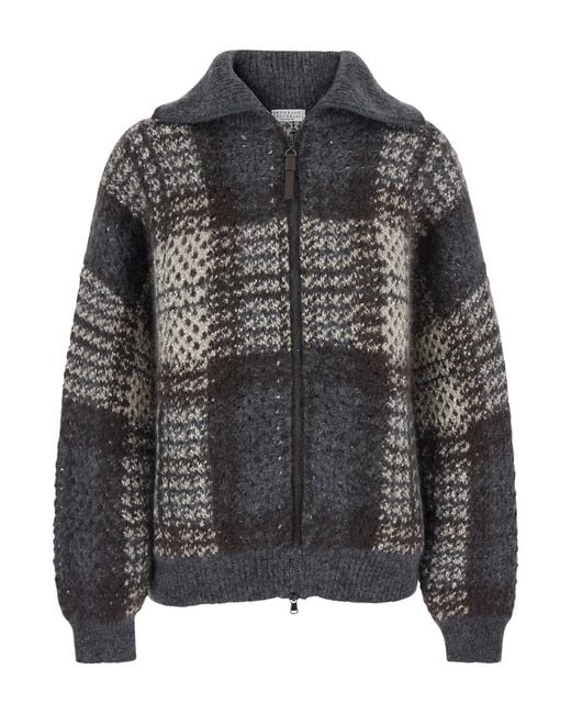 Brunello Cucinelli Gray Jacket Wool Blend Coat
