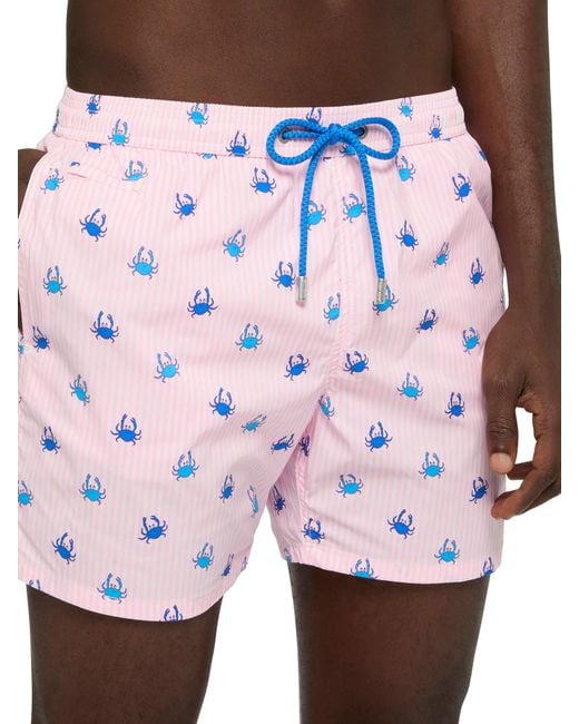 Mc2 Saint Barth Pink Comfort Light Swim Shorts With Crab Print Swimshort for men