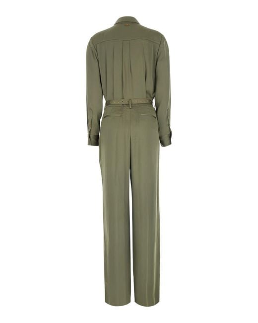 MICHAEL Michael Kors Green Jumpsuit Satin Ls Polyester Jumpsuits