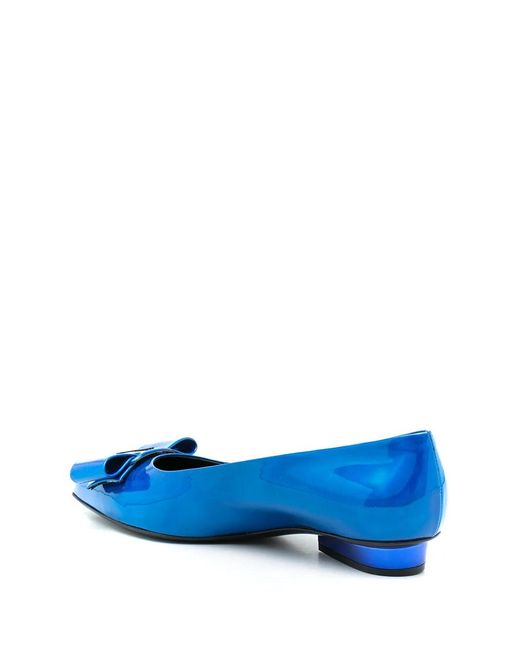 Ferragamo Blue Viva Ballet Flat Shoes