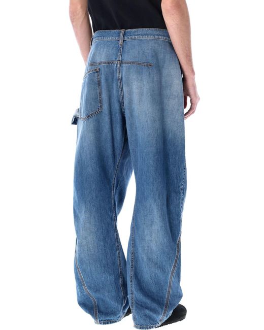 J.W. Anderson Blue Twisted Workwear Denim Pants for men