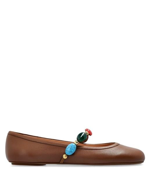 Gianvito Rossi Brown Shanti Leather Ballet Flats