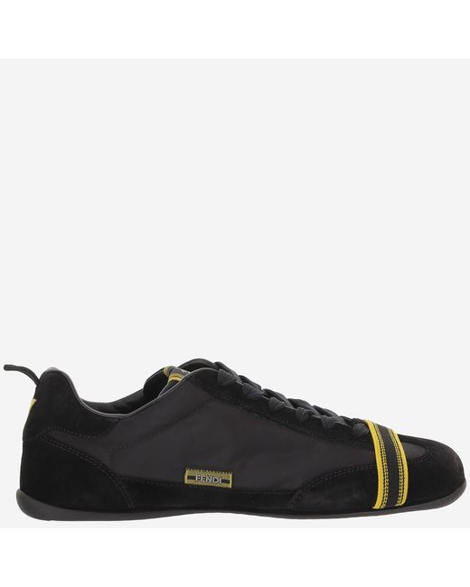 Fendi Black Sneakers Flow Suede And Fabric Polyamide Trainers for men
