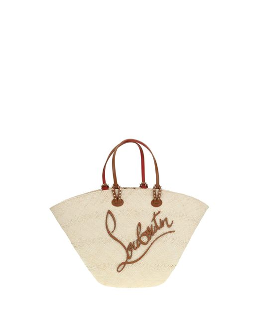Christian Louboutin Metallic Large Raffia Tote Bag