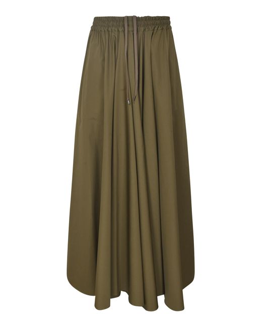 Aspesi Green Elastic Drawstring Waist Plain Skirt