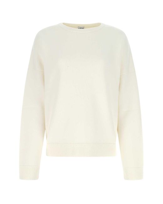 Loewe White Crewneck Cashmere Sweater-xs