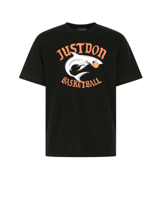 Just Don Black Cotton Oversize T-shirt for men