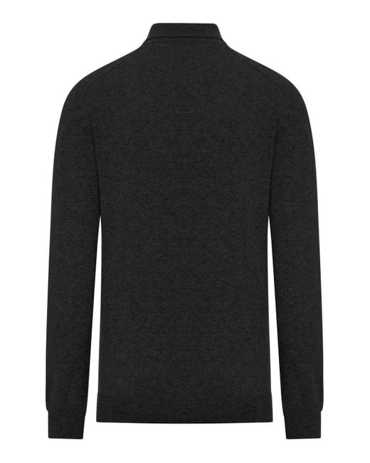 Roberto Collina Black Long-Sleeved Knitted Polo Shirt for men