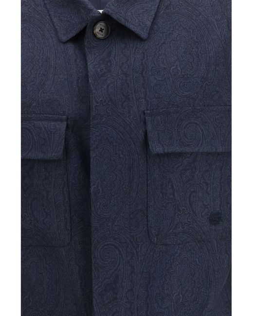 Etro Blue Pure Wool Jacket for men