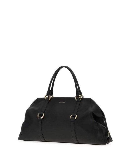 Alexander McQueen Black Leather Farringdon Maxi Handbag for men