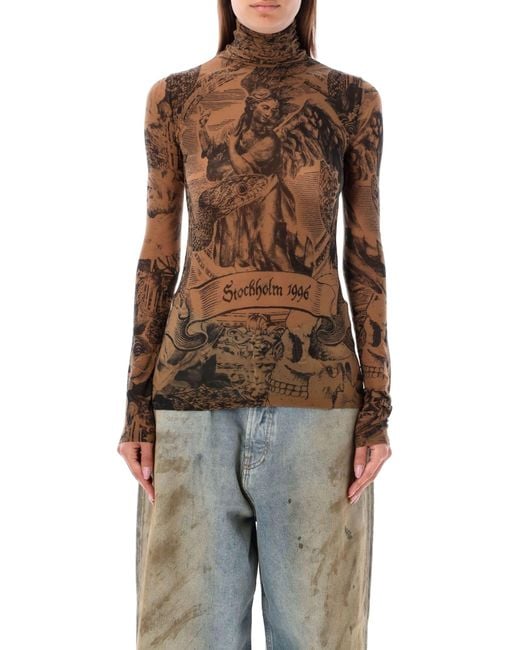 Acne Brown Denise Mesh Top