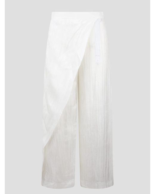THE ROSE IBIZA White Wrap Silk Trousers