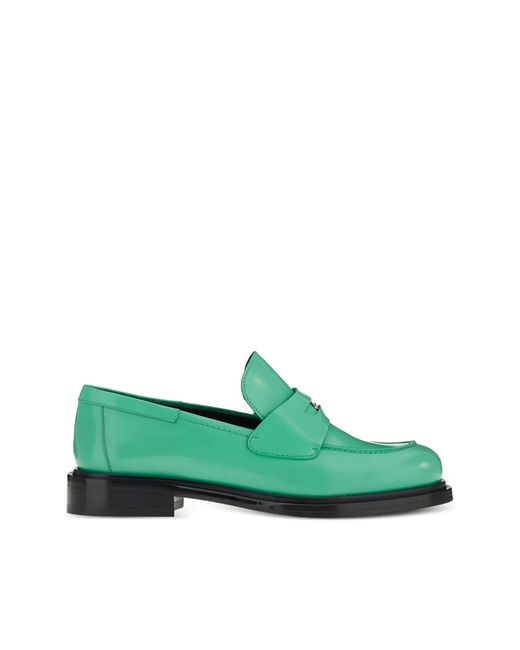 Ferragamo Green Peny Strap Leather Loafers