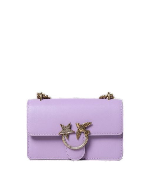 Pinko Purple Love Bird Buckle Fold-over Top Mini Shoulder Bag