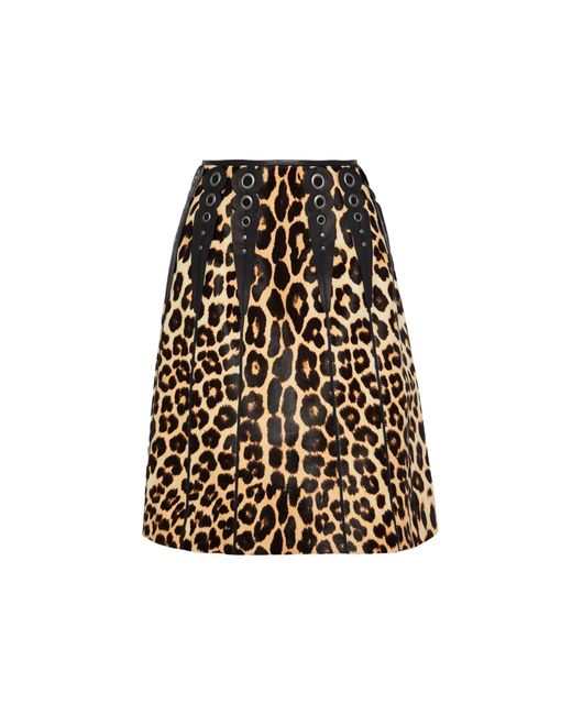 Bottega Veneta Black Leopard Print Calf Hair Skirt