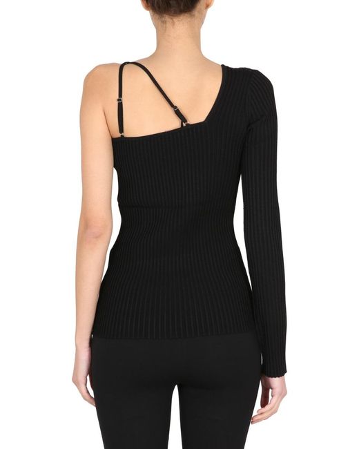 Helmut Lang Black Asymmetrical One-Piece Top Viscose Tops