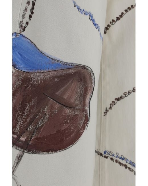 Ella White Palazzo Long Painted Jeans Regular Fit Cotton; Polyester