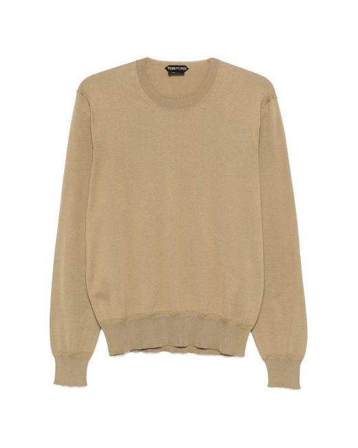 Tom Ford Blue Crew Neck Sweater Cotton for men