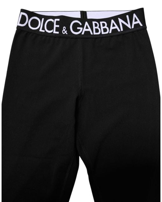 Dolce & Gabbana Black Silver Nylon Skinny Men Leggings Pants for men