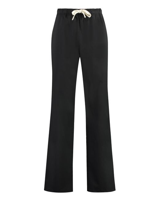 Palm Angels Black Wool Blend Trousers Elastane for men