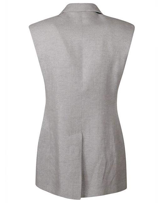 Brunello Cucinelli Gray Light Linen Vest Blazer