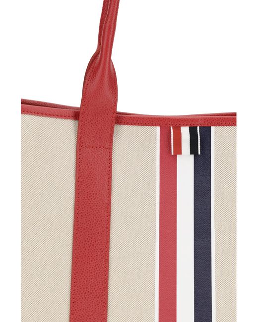 Thom Browne White Canvas Tote Bag Shoulder for men