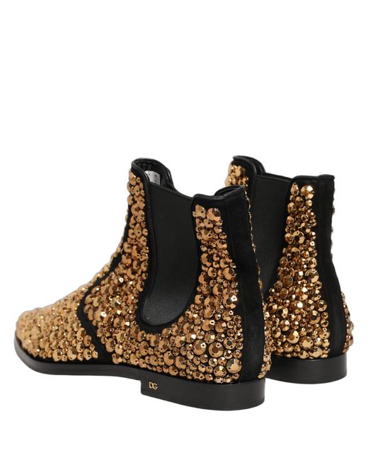 Dolce & Gabbana Brown Embellished Chelsea Ankle Boots Shoes Leather for men