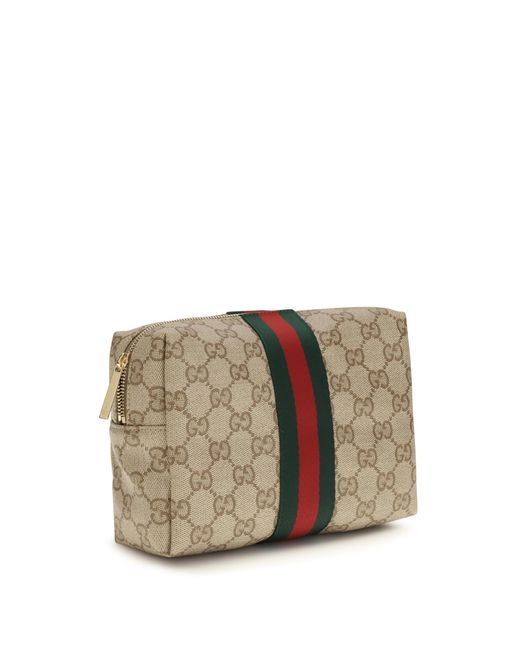 Gucci Multicolor Beauty Case With Web Stripe Fabric Make Up Bags