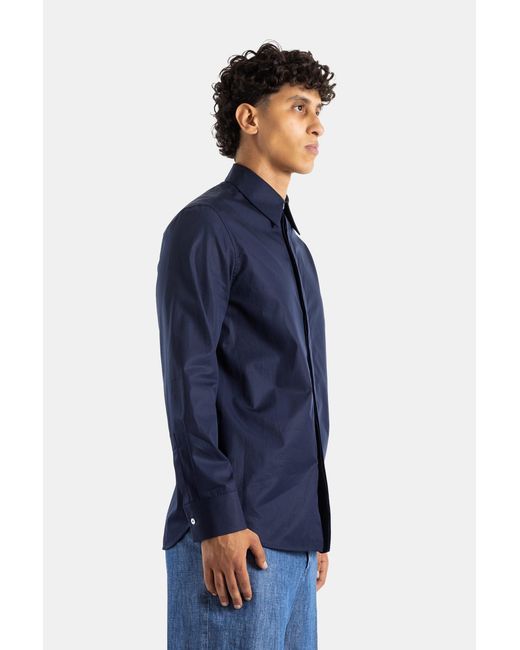 Jil Sander Blue Poplin Cotton Oversized Shirt for men