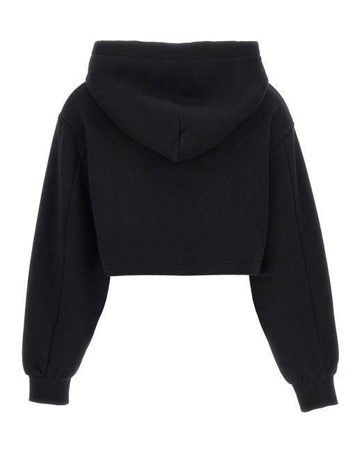 Dolce & Gabbana Women's Logo Embroidery Cropped Hoodie Sweatshirt Black sweatshirts