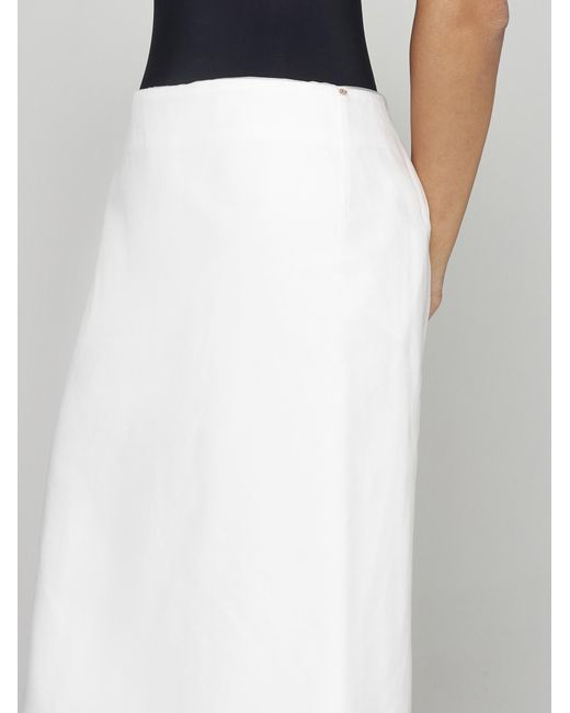 Sportmax White Aceti Double Layer Midi Skirt