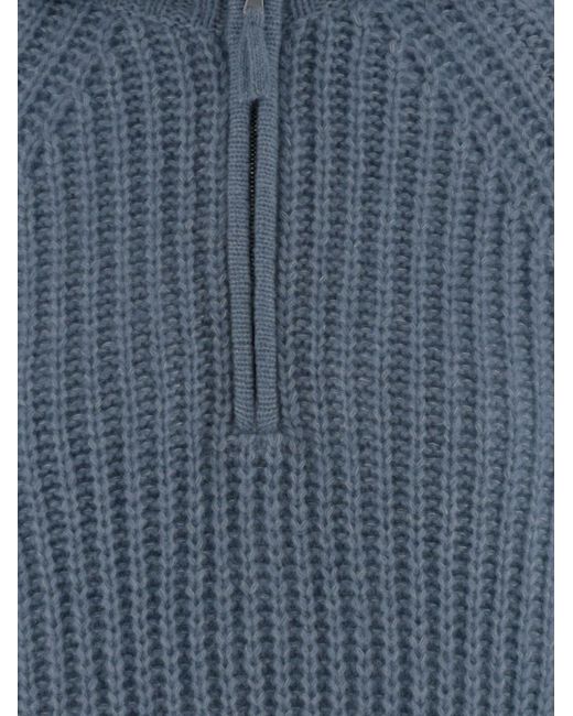 Allude Blue Sweater Cashmere And Silk